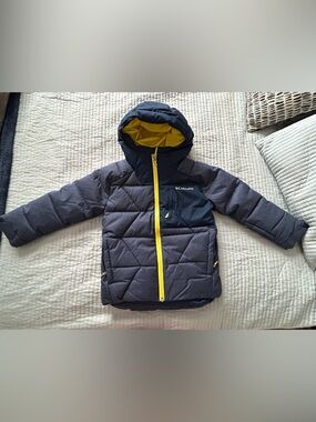 Columbia Kids' Navy “Omniheat” Puffer Jacket with Yellow Trim